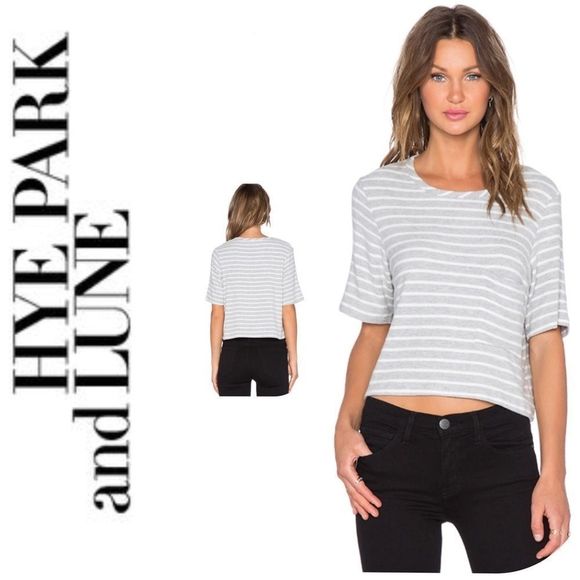 New Hye Park and Lune “olive” Striped Crop Top Tee Small - Picture 3 of 9